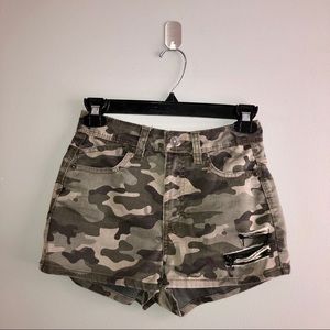 High Waist Camo Jean Shorts Size 0